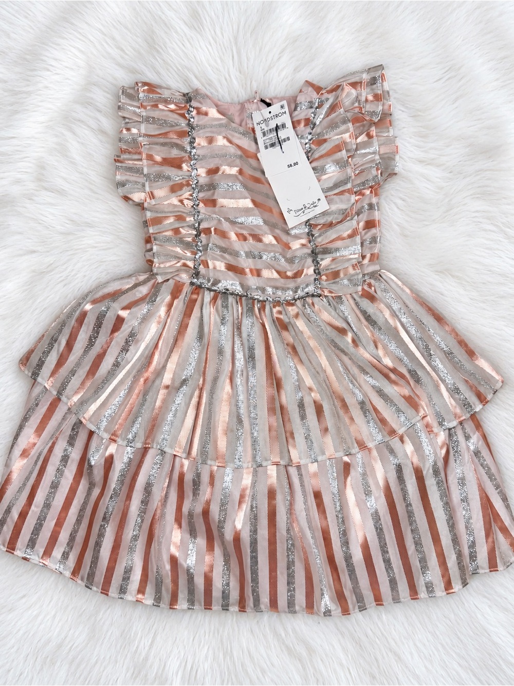 Pippa & Julie Metallic Ruffle Party Dress Girls' Size 5